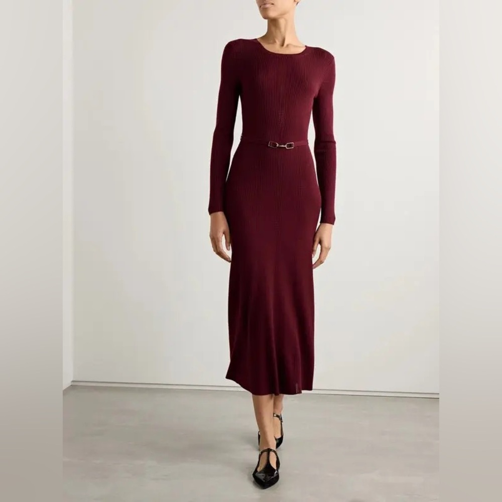 Gabriela Hearst | NWT! Imagine Ribbed Wool Midi Dress In Maroon